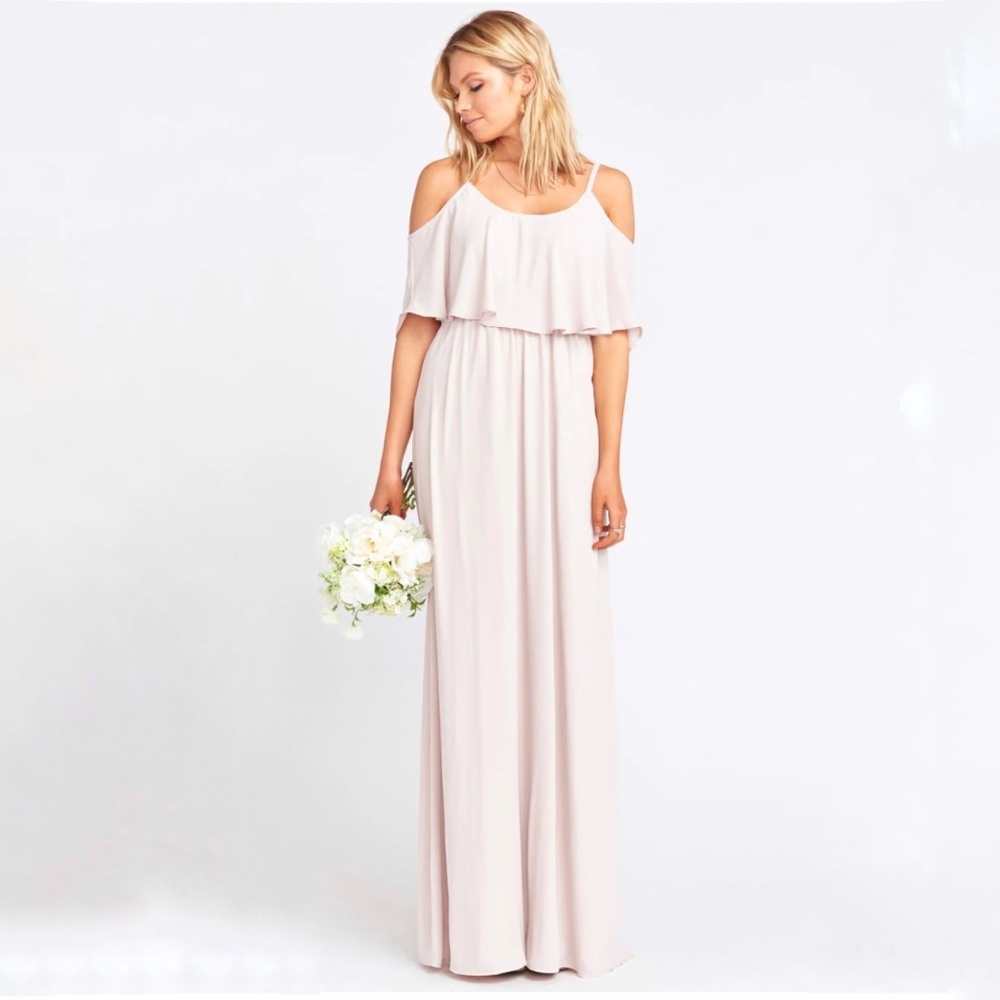 Show Me Your MuMu Caitlin Ruffle Maxi Dress in Show Me the Ring Crisp Sz. Medium